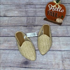 Woven backless mule flat